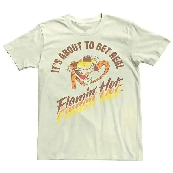 Cheeto's Men's Ivory Cotton/Poly Flamin' Hot Crewneck Short Sleeve T-shirt NEW - Picture 1 of 8